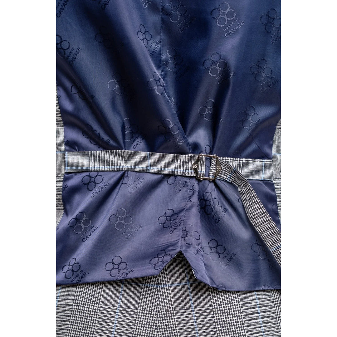 Colete masculino xadrez cinza e azul Arriga