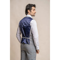 Colete masculino xadrez cinza e azul Arriga
