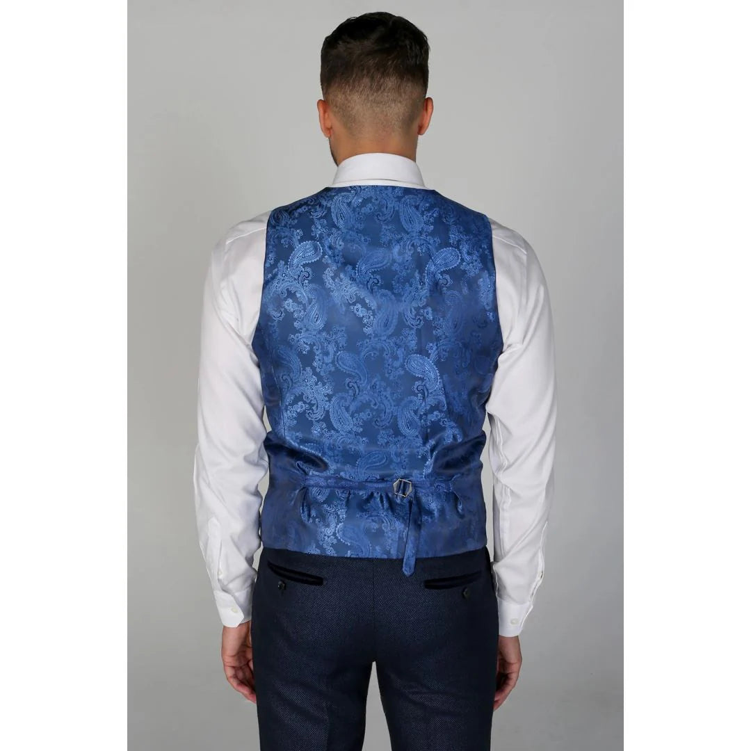 Arthur - Colete masculino azul-marinho com estampa olho de pássaro