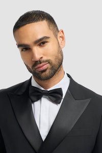 Aspen - Terno Smoking Preto Masculino de Duas Peças com Abotoamento Duplo