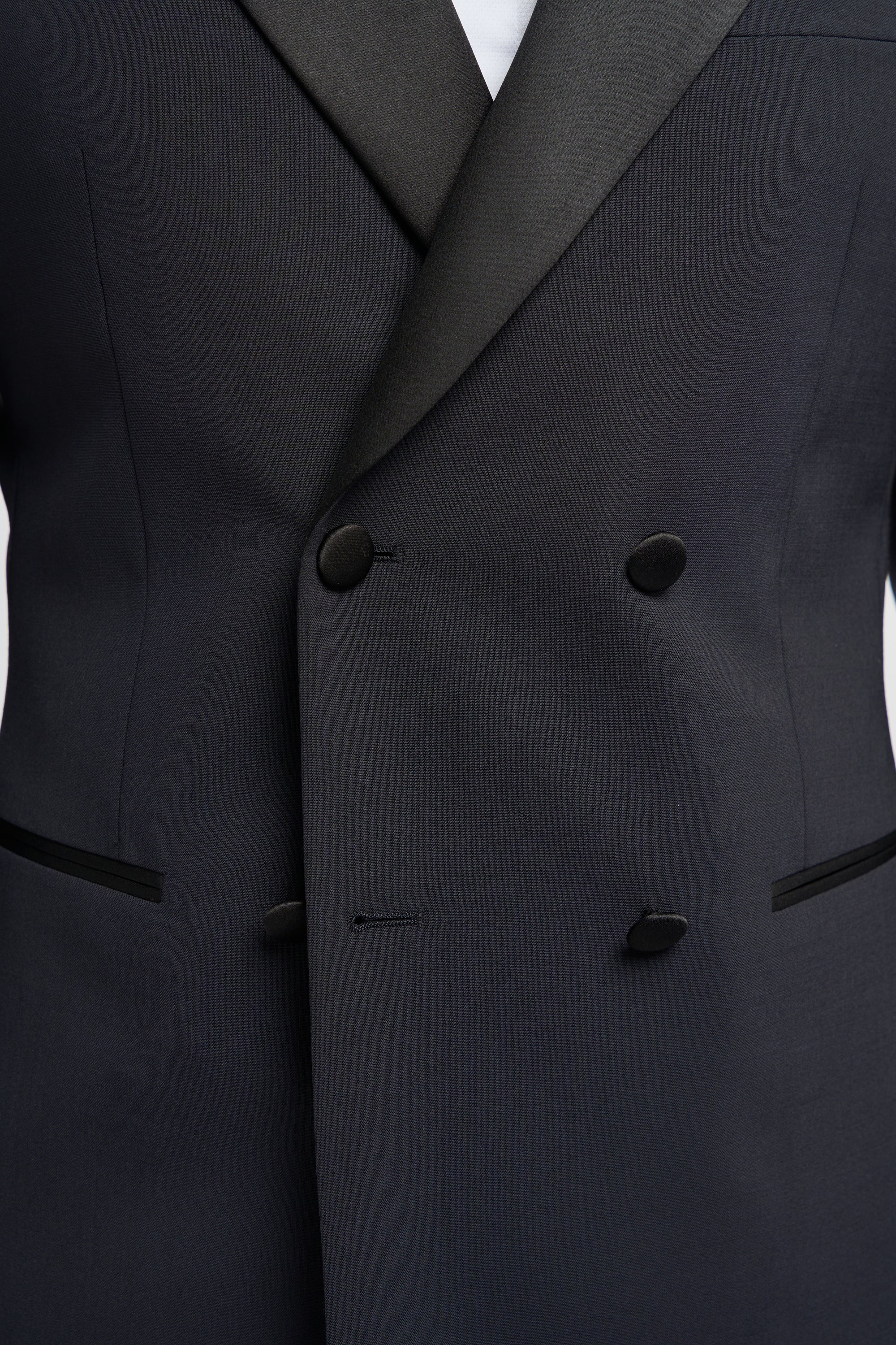 Aspen - Terno Smoking Masculino Azul Marinho de Duas Peças com Abotoamento Duplo