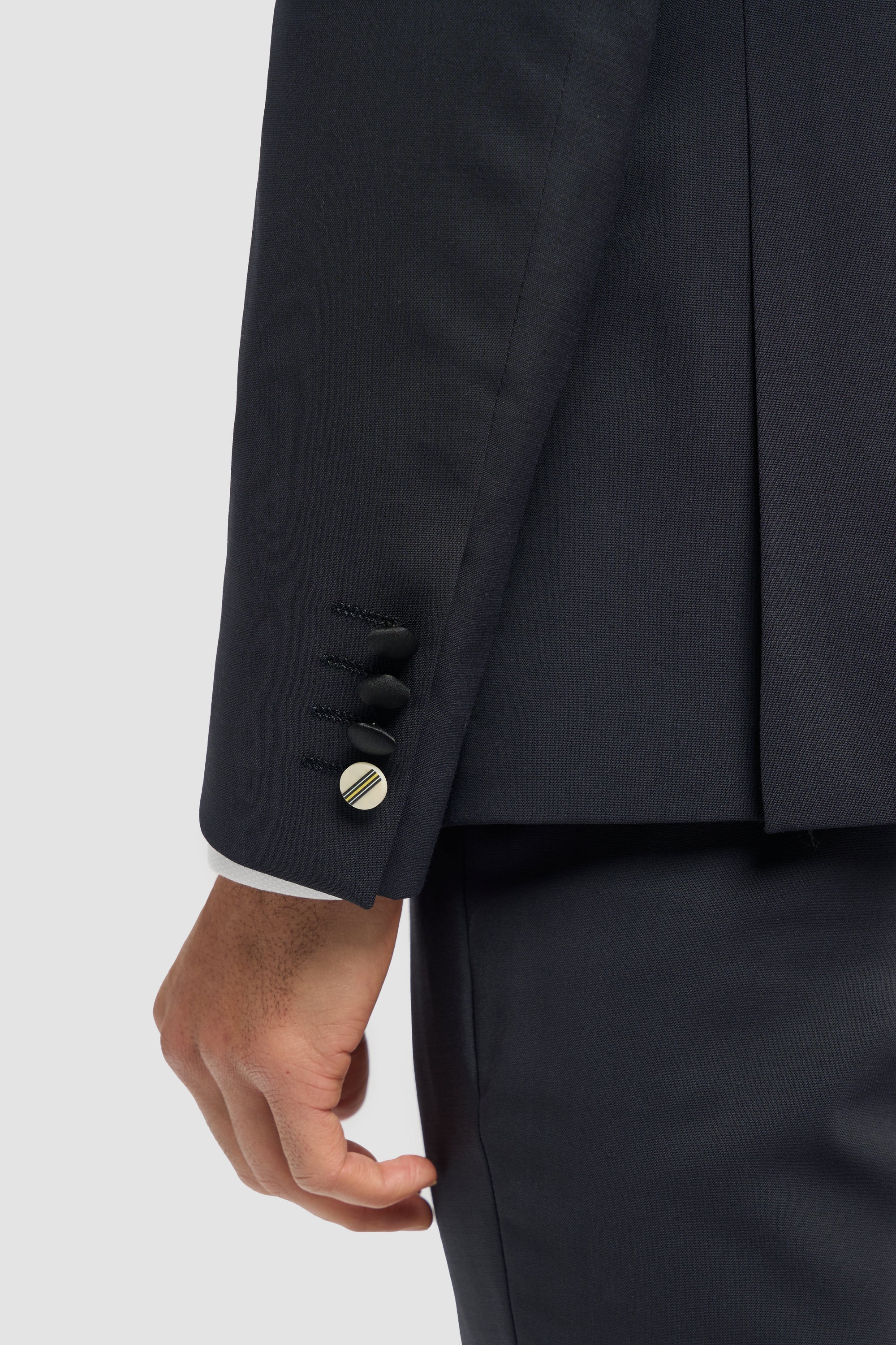 Aspen - Terno Smoking Masculino Azul Marinho de Duas Peças com Abotoamento Duplo