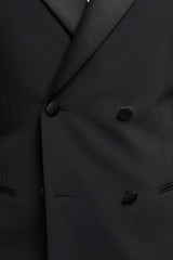 Aspen - Blazer de smoking preto masculino com abotoamento duplo