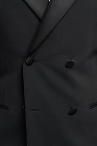 Aspen - Blazer de smoking preto masculino com abotoamento duplo