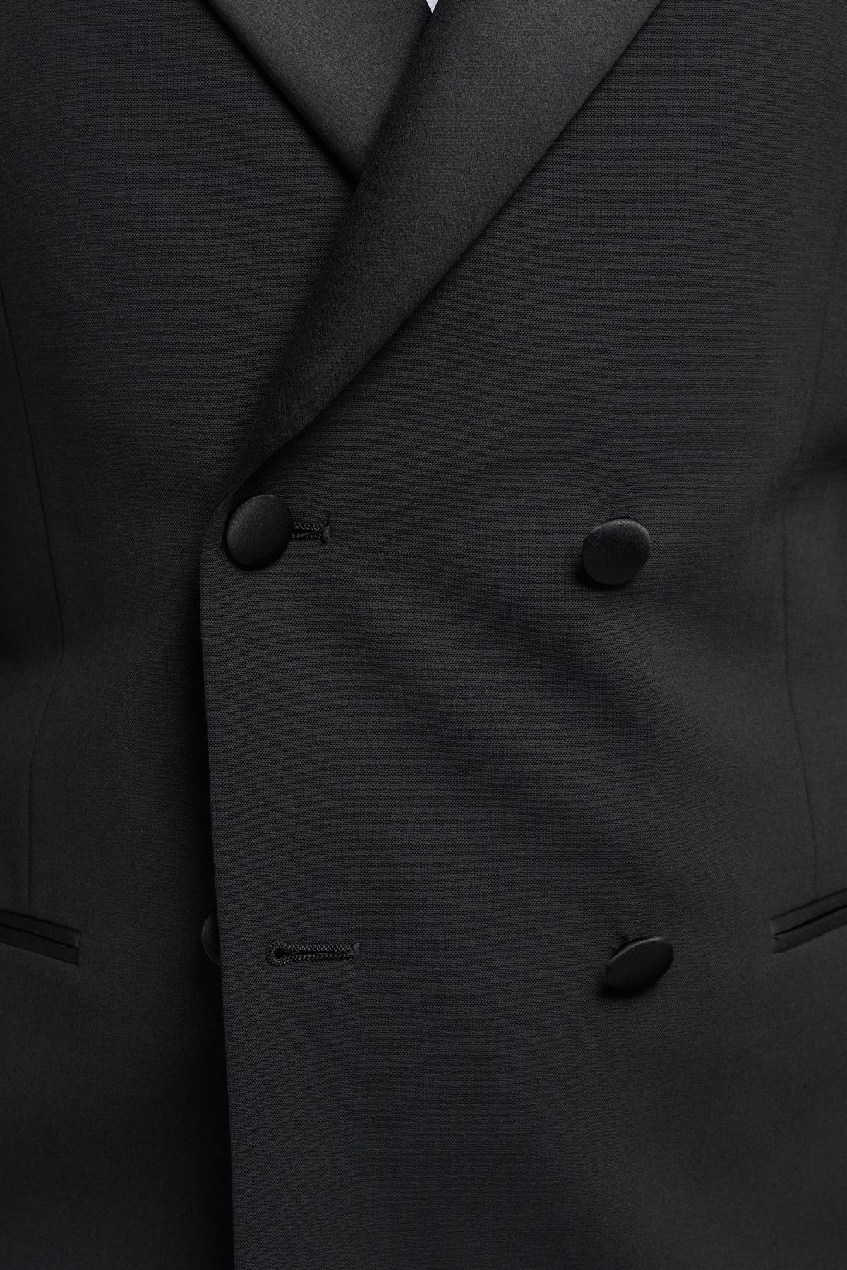 Aspen - Blazer de smoking preto masculino com abotoamento duplo