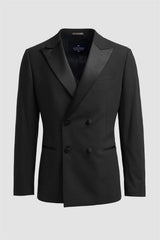 Aspen - Blazer de smoking preto masculino com abotoamento duplo
