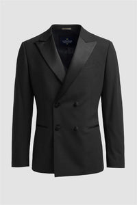 Aspen - Blazer de smoking preto masculino com abotoamento duplo