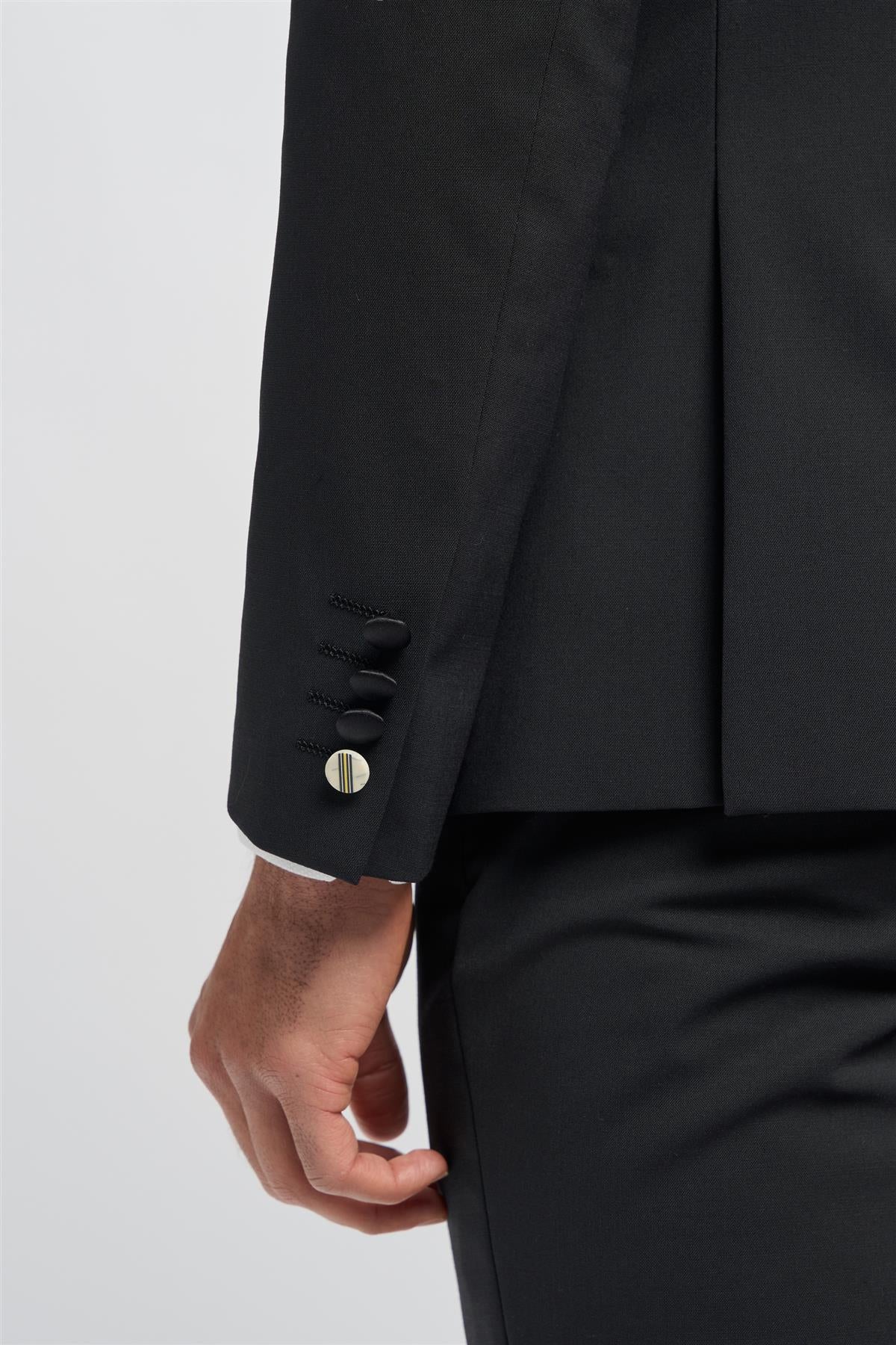 Aspen - Blazer de smoking preto masculino com abotoamento duplo