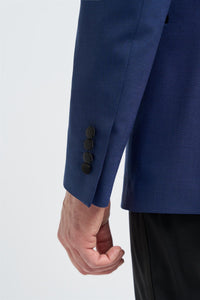 Aspen - Blazer de smoking masculino azul com gola xale