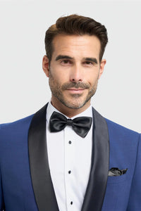 Aspen - Blazer de smoking masculino azul com gola xale