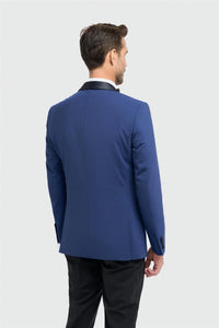 Aspen - Blazer de smoking masculino azul com gola xale