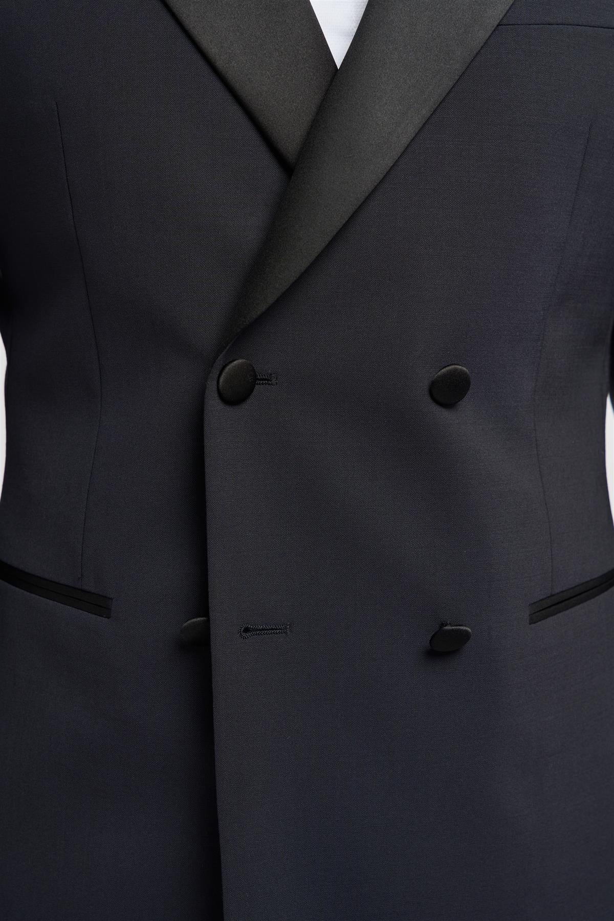Aspen - Blazer de smoking masculino azul-marinho com abotoamento duplo