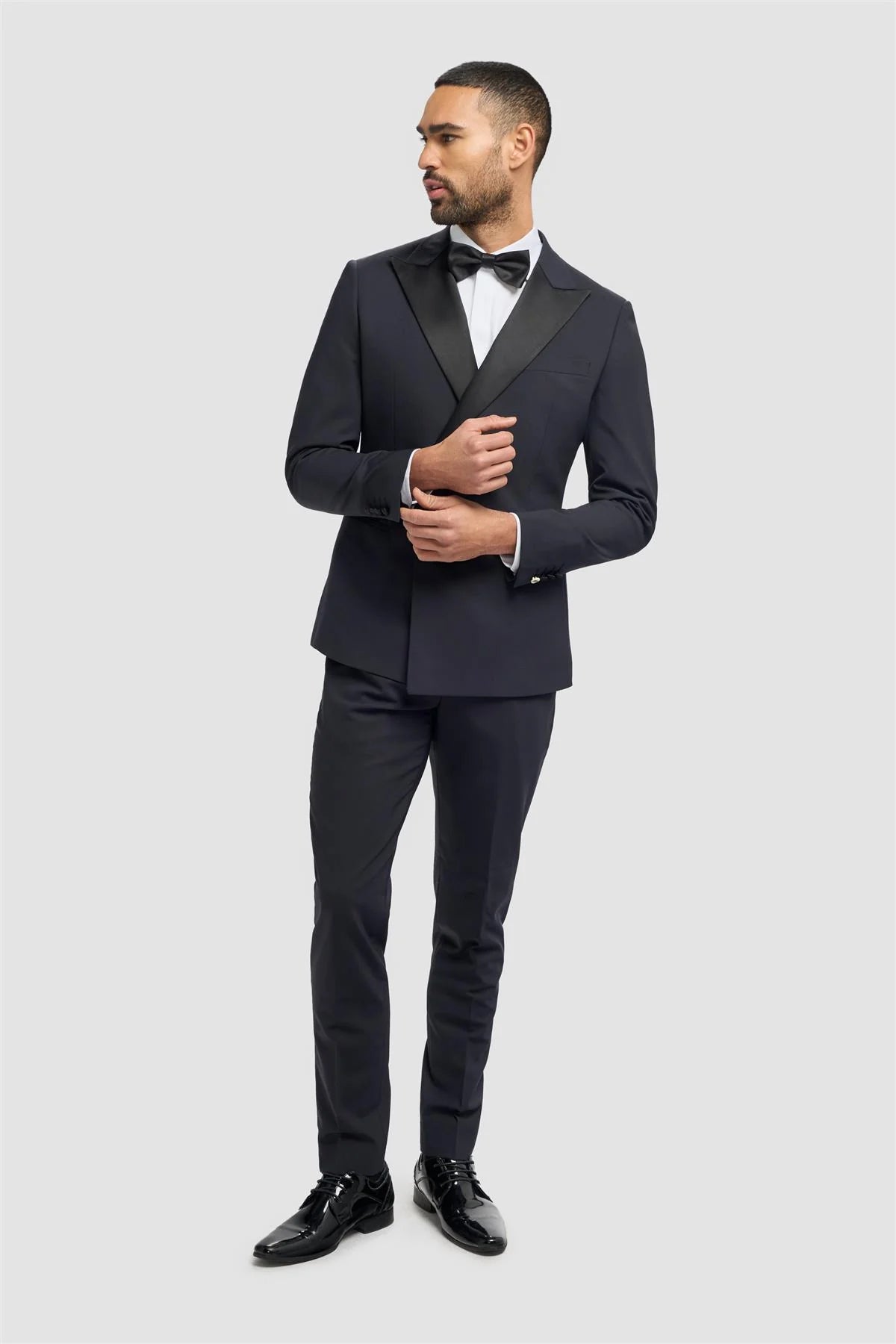 Aspen - Blazer de smoking masculino azul-marinho com abotoamento duplo