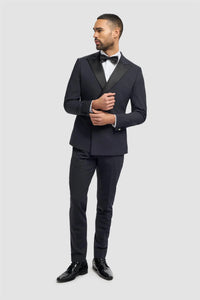 Aspen - Blazer de smoking masculino azul-marinho com abotoamento duplo