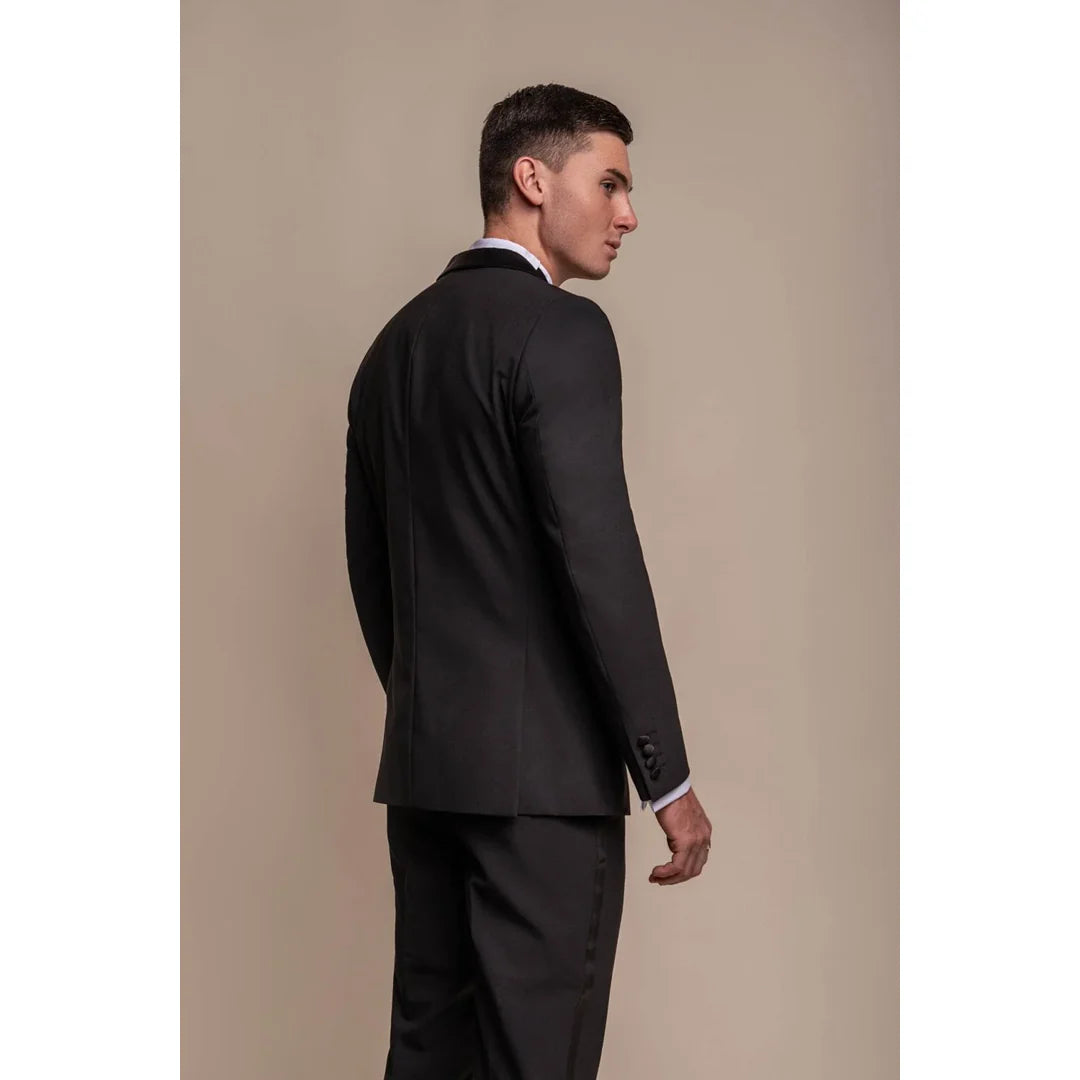 Aspen - Blazer de smoking preto liso masculino
