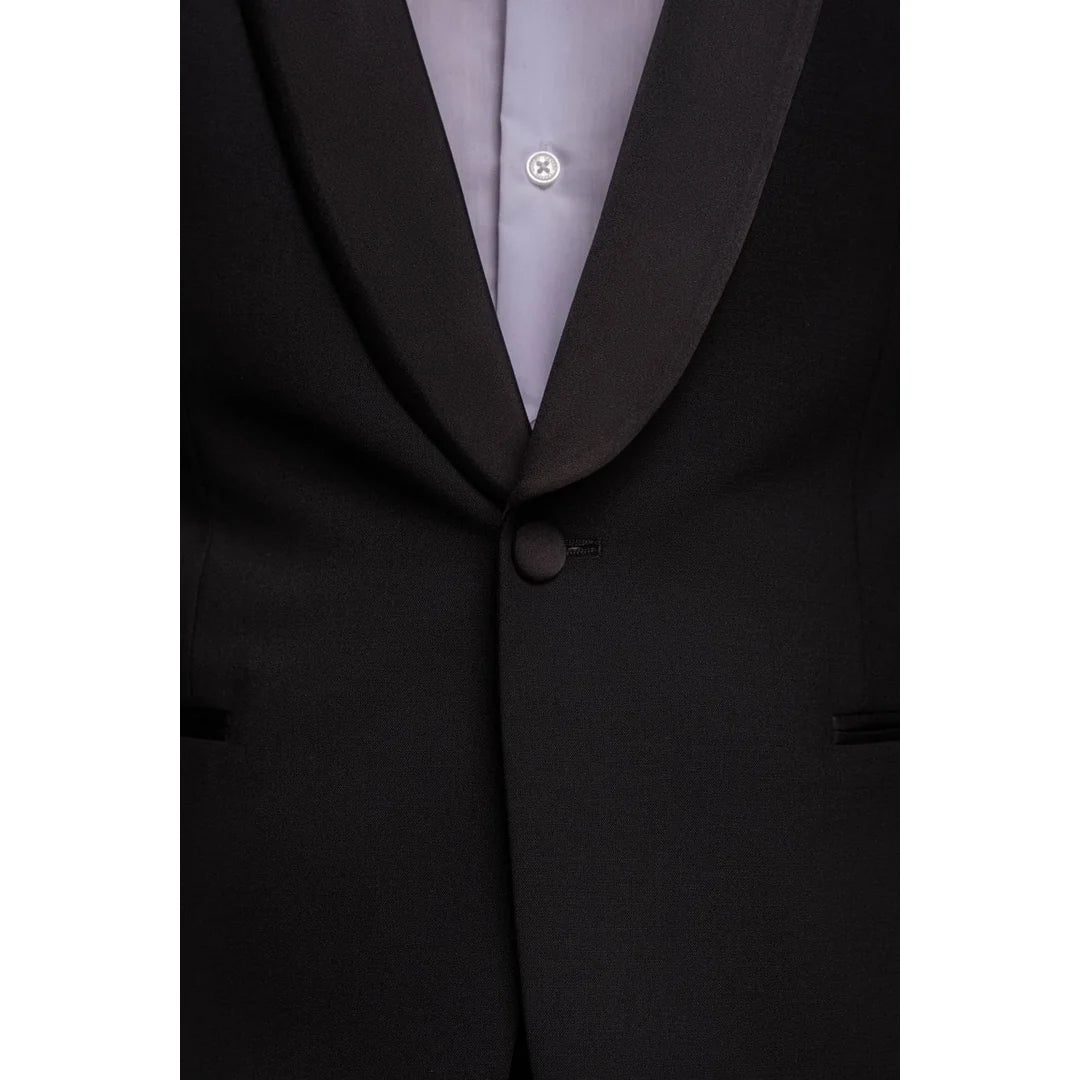 Aspen - Blazer de smoking preto liso masculino