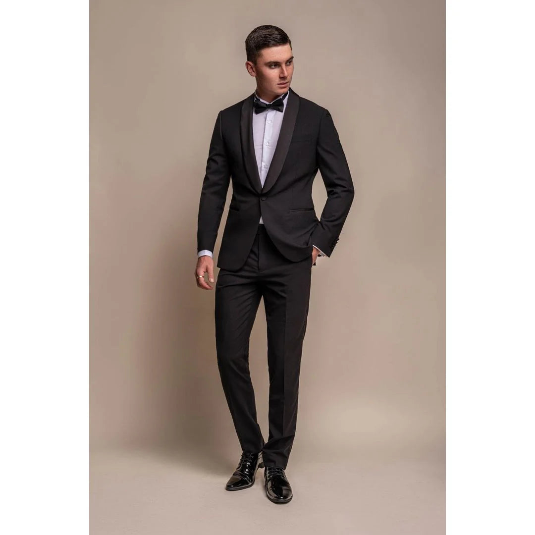 Aspen - Blazer de smoking preto liso masculino