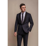Aspen - Blazer smoking masculino liso azul-marinho