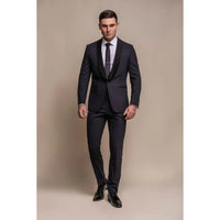 Aspen - Blazer smoking masculino liso azul-marinho