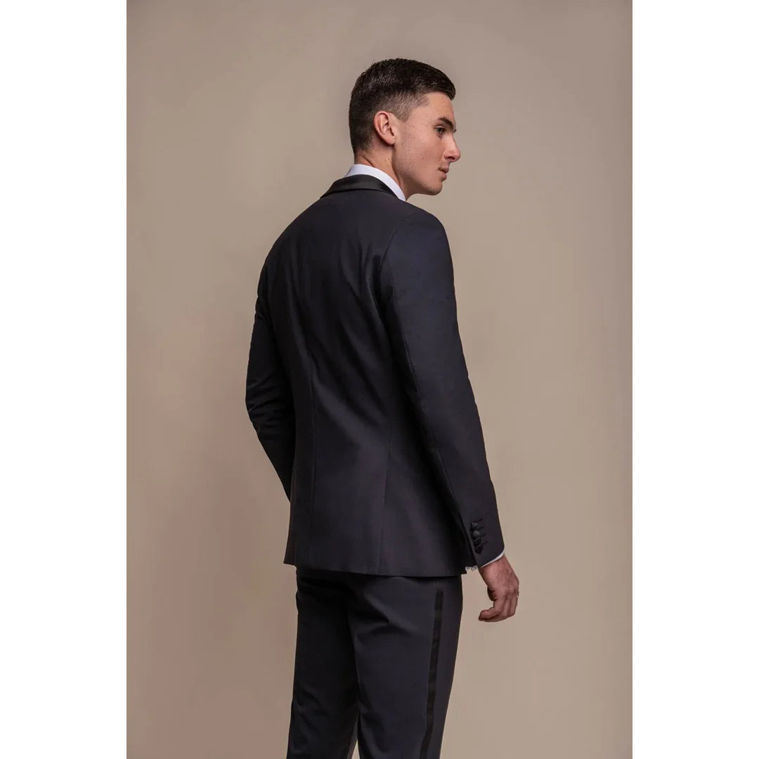 Aspen - Blazer smoking masculino liso azul-marinho