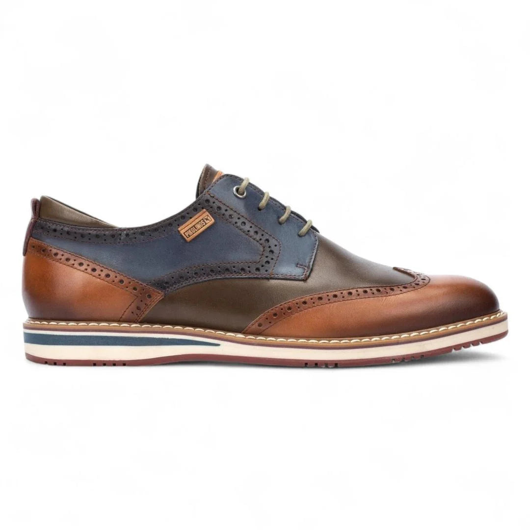 Avila - Sapato Brogue Masculino em Couro Marrom Conhaque com Cadarço