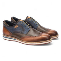 Avila - Sapato Brogue Masculino em Couro Marrom Conhaque com Cadarço