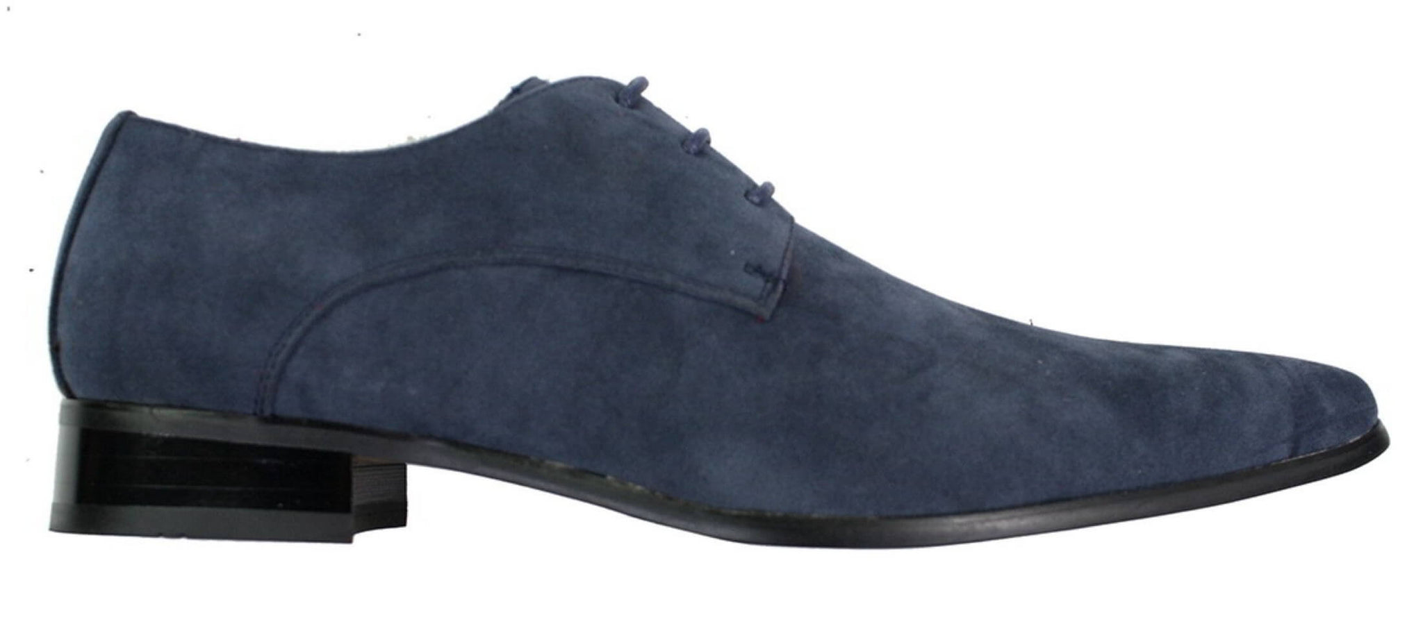 Sapatos masculinos de camurça azul com bico fino e cadarço, design italiano, elegantes e casuais.