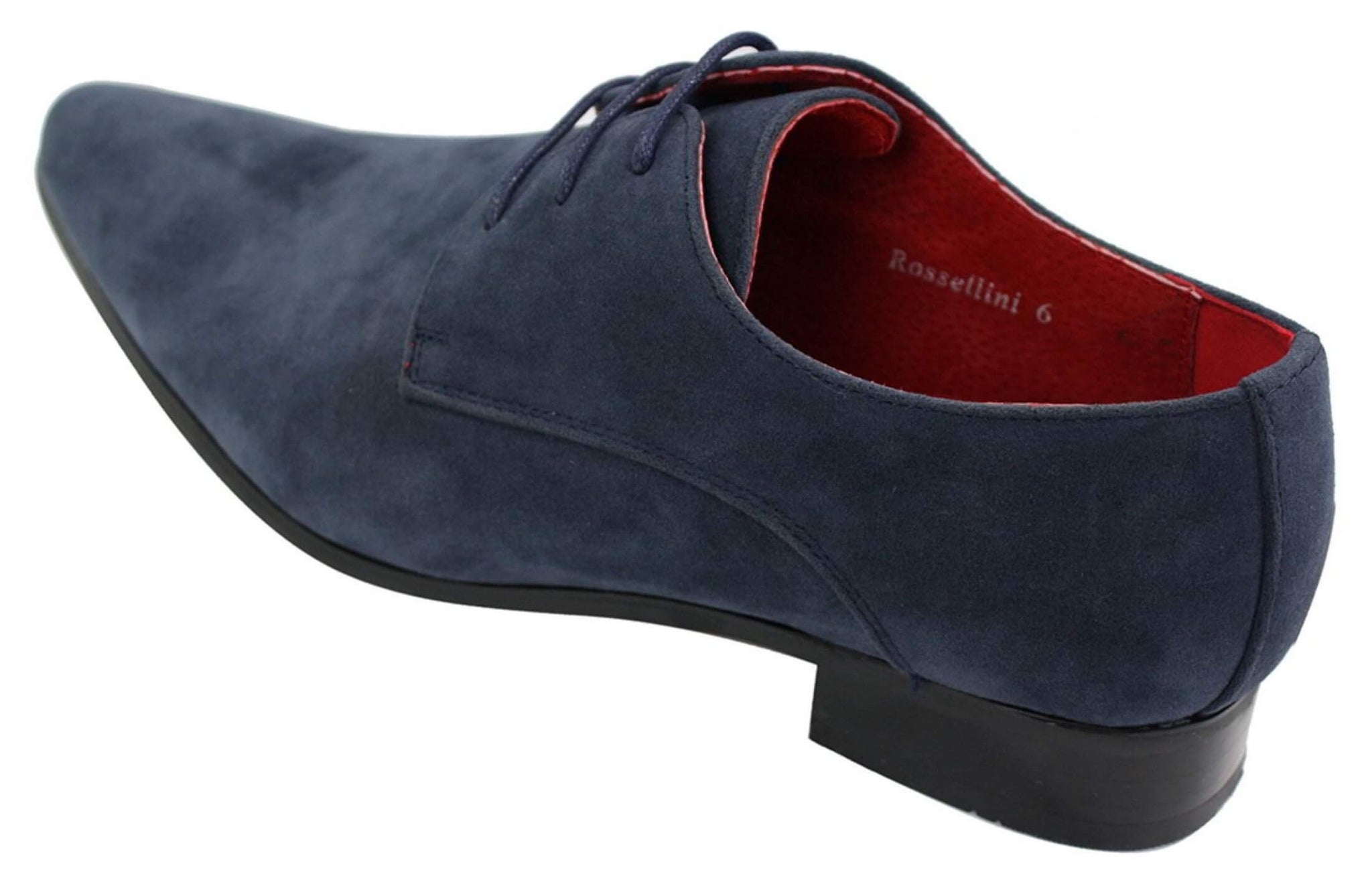 Sapatos masculinos de camurça azul com bico fino e cadarço, design italiano, elegantes e casuais.
