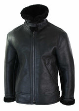 Jaqueta de piloto aviador B3 original em couro legítimo de carneiro para homem, ideal para o inverno - Preta