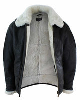 Jaqueta masculina de couro legítimo Sherling Sheepskin Original B3 Flying Pilot, ideal para o inverno - Marrom Creme