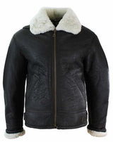 Jaqueta masculina de couro legítimo Sherling Sheepskin Original B3 Flying Pilot, ideal para o inverno - Marrom Creme