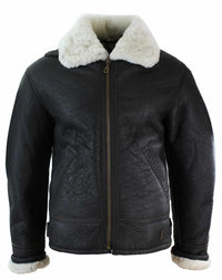 Jaqueta masculina de couro legítimo Sherling Sheepskin Original B3 Flying Pilot, ideal para o inverno - Marrom Creme