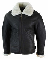 Jaqueta masculina de couro legítimo Sherling Sheepskin Original B3 Flying Pilot, ideal para o inverno - Marrom Creme