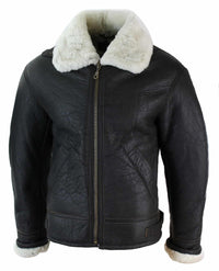 Jaqueta masculina de couro legítimo Sherling Sheepskin Original B3 Flying Pilot, ideal para o inverno - Marrom Creme