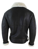 Jaqueta masculina de couro legítimo Sherling Sheepskin Original B3 Flying Pilot, ideal para o inverno - Marrom Creme