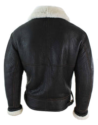 Jaqueta masculina de couro legítimo Sherling Sheepskin Original B3 Flying Pilot, ideal para o inverno - Marrom Creme