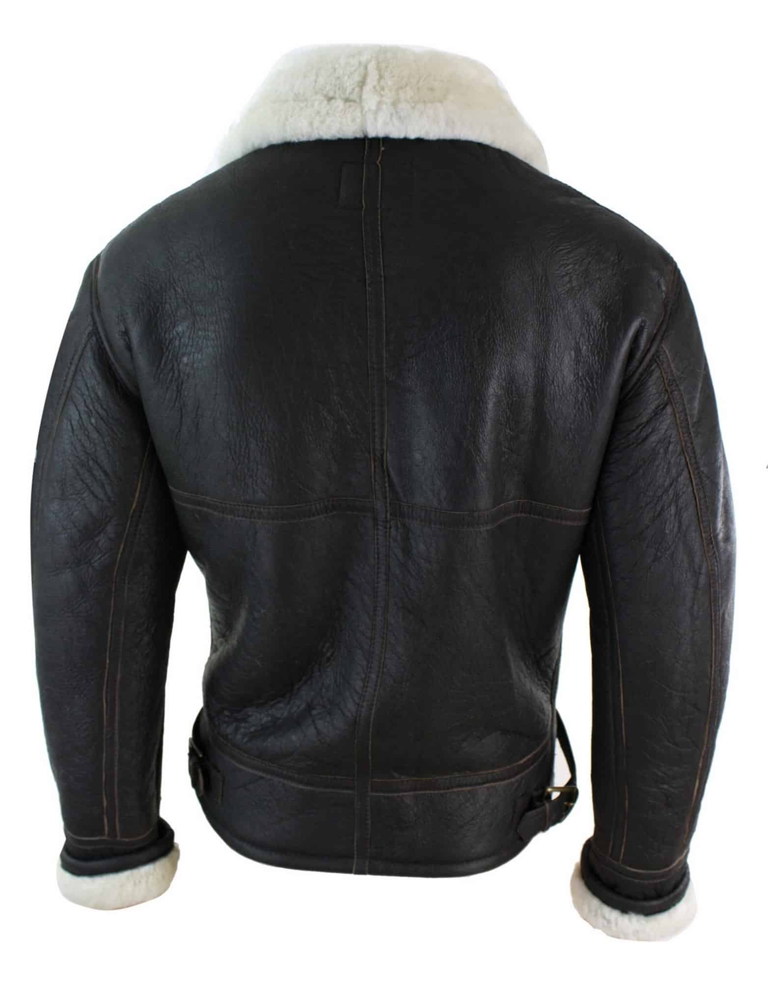 Jaqueta masculina de couro legítimo Sherling Sheepskin Original B3 Flying Pilot, ideal para o inverno - Marrom Creme