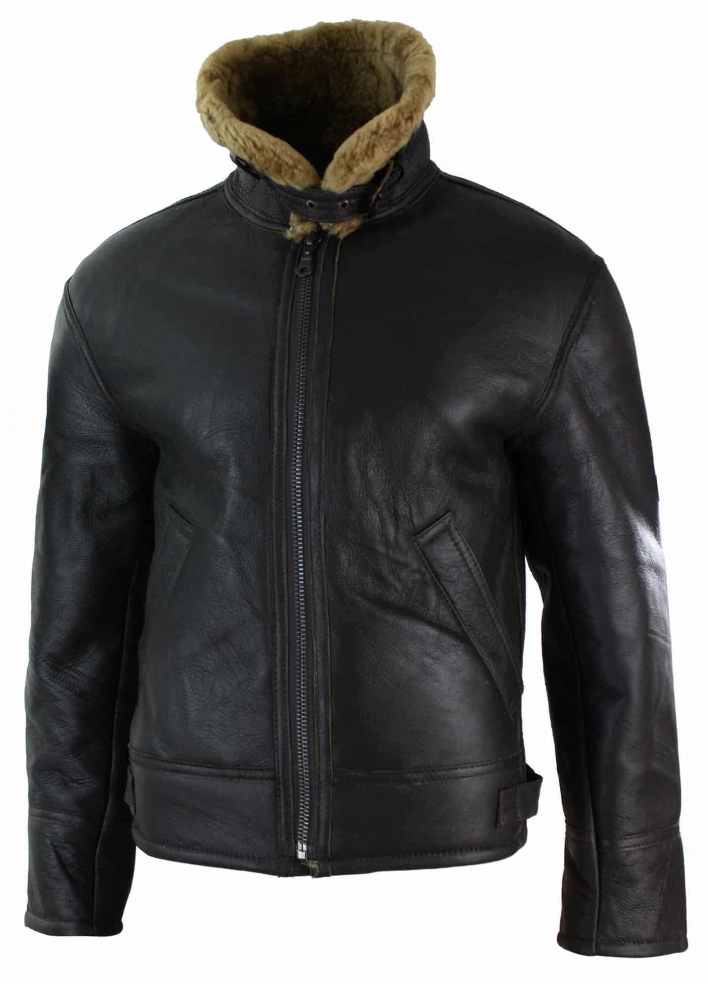 Jaqueta masculina de couro legítimo Sherling Sheepskin Original B3 Flying Pilot, ideal para o inverno - Marrom Gengibre (B3)