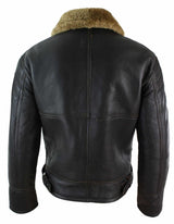 Jaqueta masculina de couro legítimo Sherling Sheepskin Original B3 Flying Pilot, ideal para o inverno - Marrom Gengibre (B3)