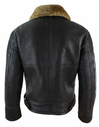 Jaqueta masculina de couro legítimo Sherling Sheepskin Original B3 Flying Pilot, ideal para o inverno - Marrom Gengibre (B3)