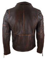 Jaqueta masculina de couro legítimo, corte slim - Marrom-Vermelho