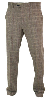 Calças masculinas de tweed espinha de peixe xadrez estilo Peaky Blinders em lã, estilo vintage clássico.