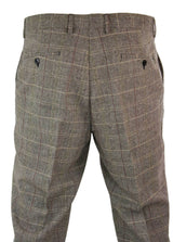 Calças masculinas de tweed espinha de peixe xadrez estilo Peaky Blinders em lã, estilo vintage clássico.