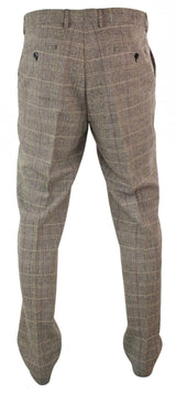 Calças masculinas de tweed espinha de peixe xadrez estilo Peaky Blinders em lã, estilo vintage clássico.
