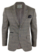Blazer ou colete masculino vintage em tweed espinha de peixe xadrez marrom carvalho estilo retrô