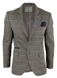 Blazer ou colete masculino vintage em tweed espinha de peixe xadrez marrom carvalho estilo retrô