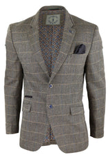 Blazer ou colete masculino vintage em tweed espinha de peixe xadrez marrom carvalho estilo retrô
