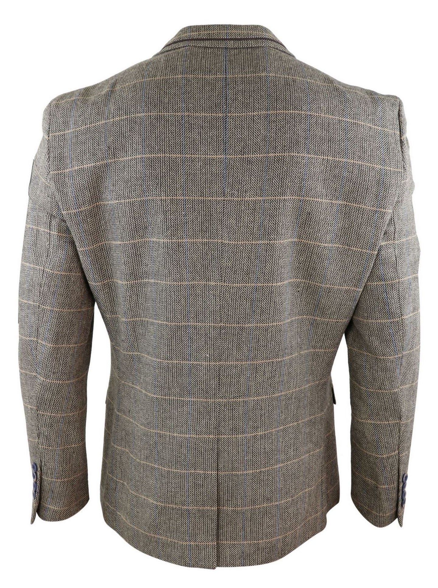 Blazer ou colete masculino vintage em tweed espinha de peixe xadrez marrom carvalho estilo retrô