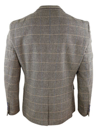 Blazer ou colete masculino vintage em tweed espinha de peixe xadrez marrom carvalho estilo retrô