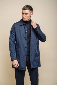 Barracuda - Casaco Trench Coat Clássico Leve Masculino Azul Marinho